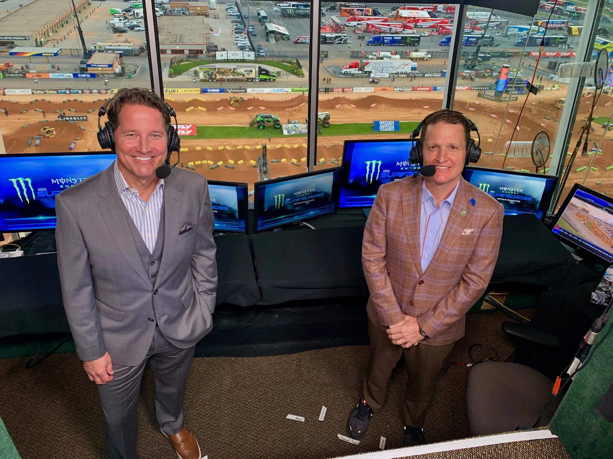 A commentary booth overlooking a competition course.